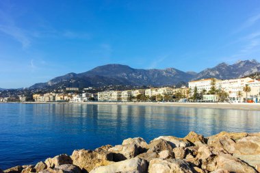 MENTON, FRANCE - 27 Ocak 2024: Menton, Provence Alpes-Cote d 'Azur, Fransa Panoraması