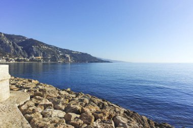 MENTON, FRANCE - 27 Ocak 2024: Menton, Provence Alpes-Cote d 'Azur, Fransa Panoraması