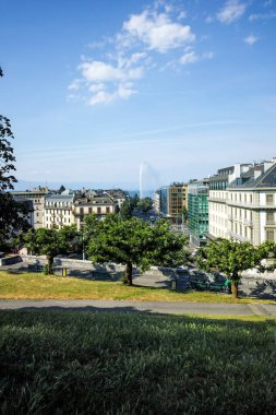 GENEVA, SWitzERLAND - 18 Haziran 2023: İsviçre 'nin Cenevre kentinin Panorama' sı