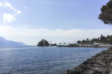 MONTREUX, SWitzERLAND - 19 Haziran 2023: Montreux, Vaud Kantonu, İsviçre Yaz Panoraması