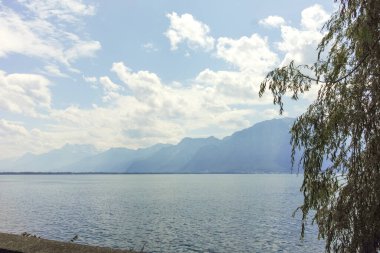 MONTREUX, SWitzERLAND - 19 Haziran 2023: Montreux, Vaud Kantonu, İsviçre Yaz Panoraması