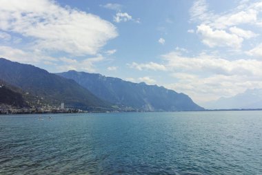 MONTREUX, SWitzERLAND - 19 Haziran 2023: Montreux, Vaud Kantonu, İsviçre Yaz Panoraması