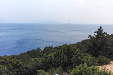 Lefkada, İyon Adaları, Yunanistan 'ın kıyı şeridinin inanılmaz panoramik manzarası