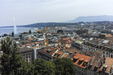 GENEVA, SWitzERLAND - 20 Haziran 2023: İsviçre 'nin Cenevre kentinin şaşırtıcı Panoramik manzarası