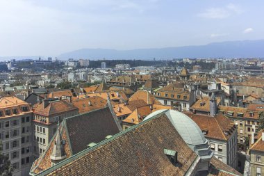 GENEVA, SWitzERLAND - 20 Haziran 2023: İsviçre 'nin Cenevre kentinin şaşırtıcı Panoramik manzarası