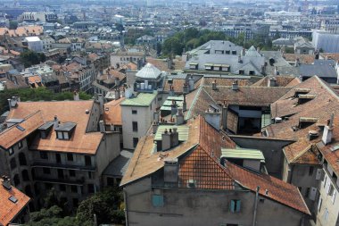 GENEVA, SWitzERLAND - 20 Haziran 2023: İsviçre 'nin Cenevre kentinin şaşırtıcı Panoramik manzarası