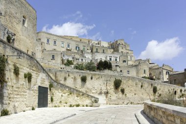 Matera 'nın muhteşem manzarası, Basilicata Bölgesi, İtalya