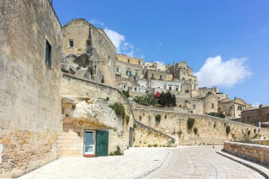 Matera 'nın muhteşem manzarası, Basilicata Bölgesi, İtalya