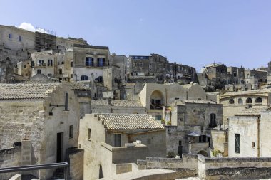 Matera 'nın muhteşem manzarası, Basilicata Bölgesi, İtalya