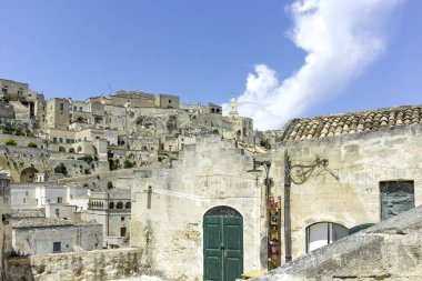 Matera 'nın muhteşem manzarası, Basilicata Bölgesi, İtalya