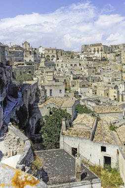 Matera 'nın muhteşem manzarası, Basilicata Bölgesi, İtalya