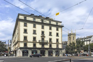 GENEVA, SWitzERLAND - 18 Haziran 2023: İsviçre 'nin Cenevre kentinin panoramik manzarası