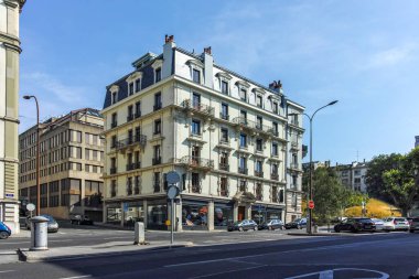 GENEVA, SWitzERLAND - 18 Haziran 2023: İsviçre 'nin Cenevre kentinin panoramik manzarası