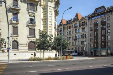 GENEVA, SWitzERLAND - 18 Haziran 2023: İsviçre 'nin Cenevre kentinin panoramik manzarası