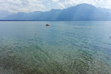 MONTREUX, SWitzERLAND - 19 Haziran 2023: Montreux, Vaud Kantonu, İsviçre Yaz Panoraması