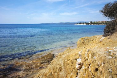 Kastri Sahili yakınlarındaki Sithonia kıyı şeridi, Chalkidiki, Orta Makedonya, Yunanistan