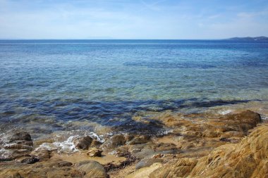 Kastri Sahili yakınlarındaki Sithonia kıyı şeridi, Chalkidiki, Orta Makedonya, Yunanistan