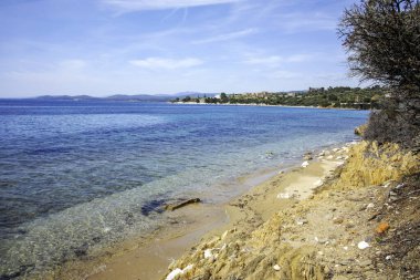 Kastri Sahili yakınlarındaki Sithonia kıyı şeridi, Chalkidiki, Orta Makedonya, Yunanistan