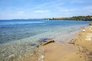Kastri Sahili yakınlarındaki Sithonia kıyı şeridi, Chalkidiki, Orta Makedonya, Yunanistan