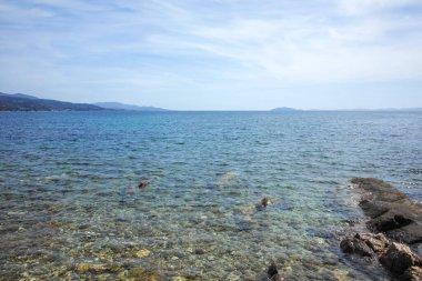 Kastri Sahili yakınlarındaki Sithonia kıyı şeridi, Chalkidiki, Orta Makedonya, Yunanistan