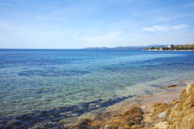 Kastri Sahili yakınlarındaki Sithonia kıyı şeridi, Chalkidiki, Orta Makedonya, Yunanistan