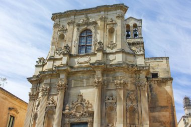 İtalya 'nın Apulia Bölgesi' ndeki Eski Lecce kasabasının muhteşem manzarası.