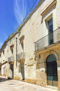 İtalya 'nın Apulia Bölgesi' ndeki Eski Lecce kasabasının muhteşem manzarası.