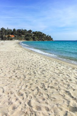 Koviou Sahili yakınlarındaki Sithonia kıyı şeridi, Chalkidiki, Orta Makedonya, Yunanistan