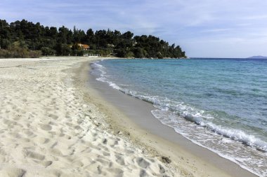 Koviou Sahili yakınlarındaki Sithonia kıyı şeridi, Chalkidiki, Orta Makedonya, Yunanistan