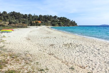 Koviou Sahili yakınlarındaki Sithonia kıyı şeridi, Chalkidiki, Orta Makedonya, Yunanistan