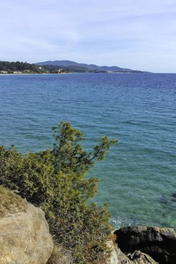 Koviou Sahili yakınlarındaki Sithonia kıyı şeridi, Chalkidiki, Orta Makedonya, Yunanistan
