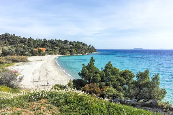 Koviou Sahili yakınlarındaki Sithonia kıyı şeridi, Chalkidiki, Orta Makedonya, Yunanistan