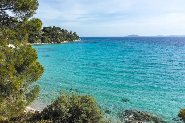 Koviou Sahili yakınlarındaki Sithonia kıyı şeridi, Chalkidiki, Orta Makedonya, Yunanistan