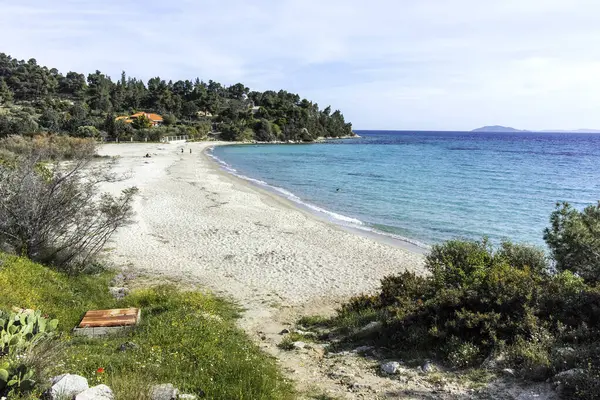 Koviou Sahili yakınlarındaki Sithonia kıyı şeridi, Chalkidiki, Orta Makedonya, Yunanistan