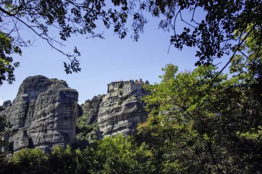 Meteora Manastırları, Teselya, Yunanistan 'ın Bahar Panoramik Manastırı