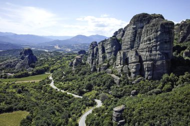 Meteora Manastırları, Teselya, Yunanistan 'ın Bahar Panoramik Manastırı