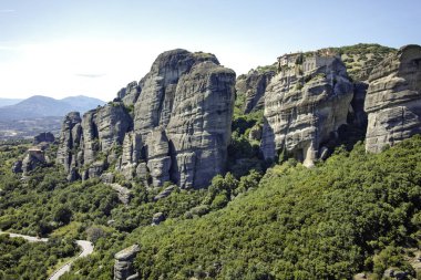 Meteora Manastırları, Teselya, Yunanistan 'ın Bahar Panoramik Manastırı