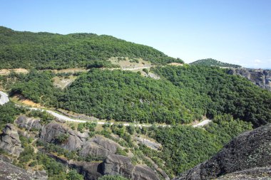 Meteora Manastırları, Teselya, Yunanistan 'ın Bahar Panoramik Manastırı