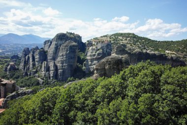 Meteora Manastırları, Teselya, Yunanistan 'ın Bahar Panoramik Manastırı