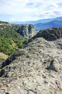 Meteora Manastırları, Teselya, Yunanistan 'ın Bahar Panoramik Manastırı