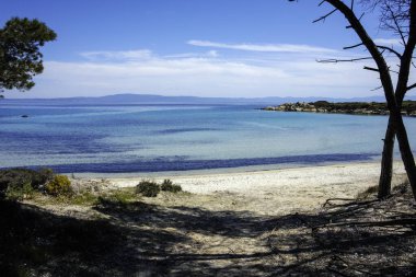Karydi Sahili yakınlarındaki Sithonia kıyı şeridi, Chalkidiki, Orta Makedonya, Yunanistan