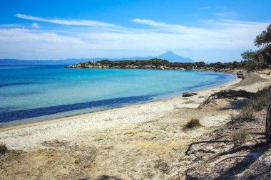Karydi Sahili yakınlarındaki Sithonia kıyı şeridi, Chalkidiki, Orta Makedonya, Yunanistan