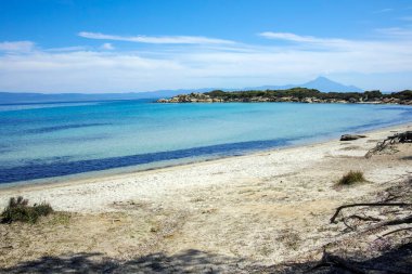 Karydi Sahili yakınlarındaki Sithonia kıyı şeridi, Chalkidiki, Orta Makedonya, Yunanistan