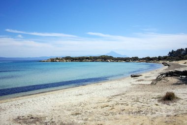 Karydi Sahili yakınlarındaki Sithonia kıyı şeridi, Chalkidiki, Orta Makedonya, Yunanistan