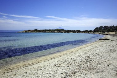 Karydi Sahili yakınlarındaki Sithonia kıyı şeridi, Chalkidiki, Orta Makedonya, Yunanistan