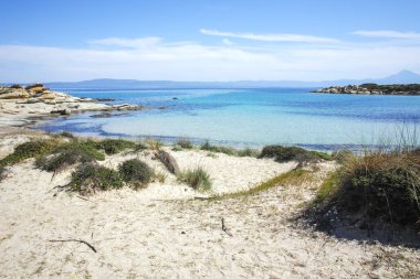 Karydi Sahili yakınlarındaki Sithonia kıyı şeridi, Chalkidiki, Orta Makedonya, Yunanistan