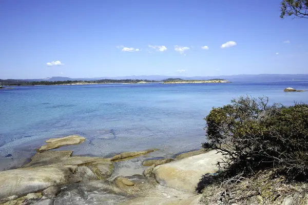 Karydi Sahili yakınlarındaki Sithonia kıyı şeridi, Chalkidiki, Orta Makedonya, Yunanistan