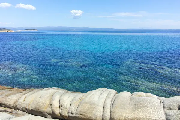 Karydi Sahili yakınlarındaki Sithonia kıyı şeridi, Chalkidiki, Orta Makedonya, Yunanistan