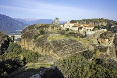 Meteora Manastırları, Teselya, Yunanistan 'ın Bahar Panoramik Manastırı