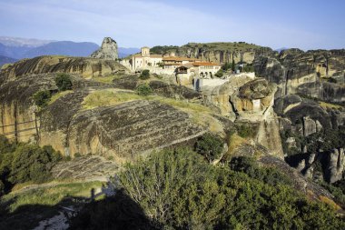 Meteora Manastırları, Teselya, Yunanistan 'ın Bahar Panoramik Manastırı